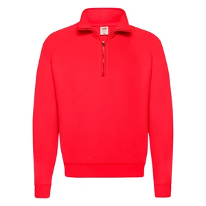 Red Men's Zip Neck Sweat Fruit of the Loom