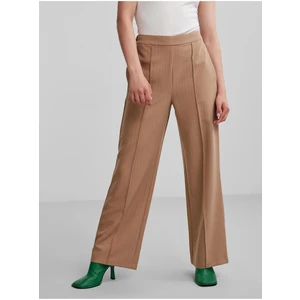 Women's Brown Striped Wide Trousers Pieces Bossy - Women's