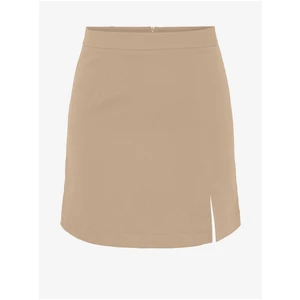 Beige Ladies Mini Skirt with Slit Pieces Thelma - Women