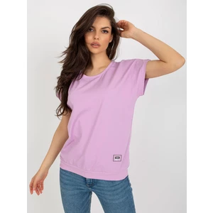 Light purple basic blouse with round neckline