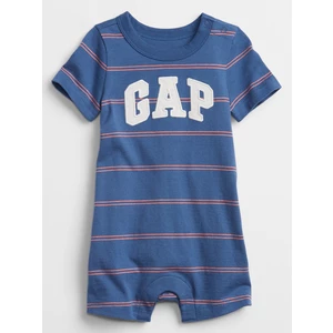 Modrý klučičí baby overal GAP Logo stripe shorty one-piece