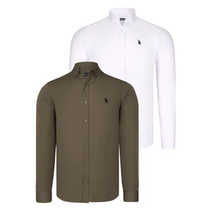 DUAL SET G725 DEWBERRY MENS SHIRT-WHITE-GREEN