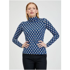 Orsay Blue Ladies Patterned Turtleneck - Women