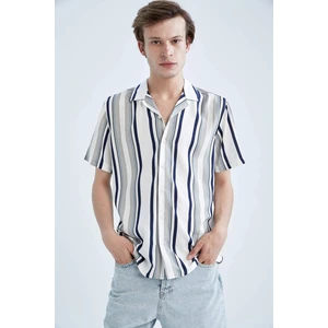 DEFACTO Regular Fit Printed Viscose Short Sleeve Shirt