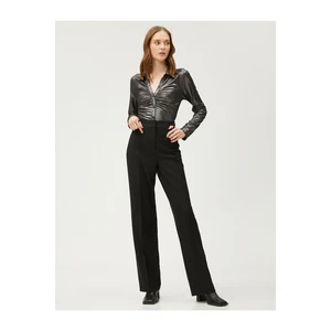 Koton Lurex Trousers Straight Leg Ribbed.