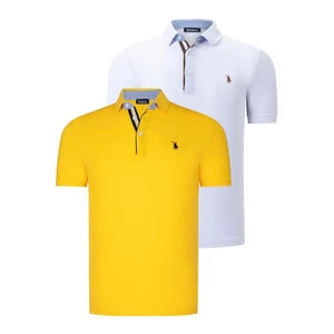 DUAL SET T8582 DEWBERRY MENS T-SHIRT-WHITE-YELLOW