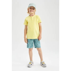 DEFACTO Boy Leaf Print Mini Bermuda Short