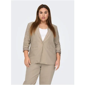 Beige women's linen jacket ONLY CARMAKOMA Lola - Ladies