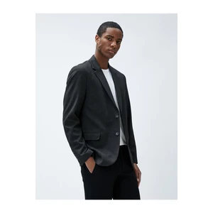 Koton Blazer Jacket with Buttons, Stitching Detailed, Pockets and Slim Fit.