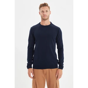 Trendyol Granatowy Męski sweter Slim Fit Crew Neck Basic