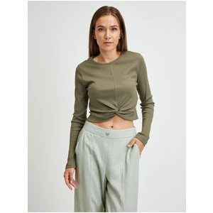 Khaki Long Sleeve T-Shirt Noisy May Drakey - Women