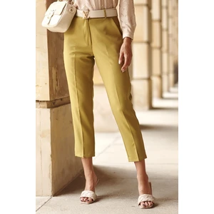 Elegant trousers with olive trim