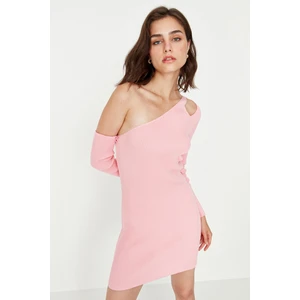 Trendyol Pink Shoulder Detailed Knitwear Dress