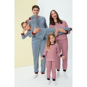 Trendyol Blue Men Regular Fit Knitted Pajamas Set Family Combination