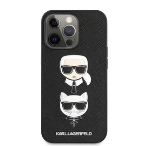 Kryt na mobil Karl Lagerfeld Saffiano Karl and Choupette Heads na Apple iPhone 13 Pro Max (KLHCP13XSAKICKCBK) čierne ochranný kryt na mobil • na iPhon