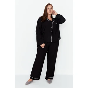 Trendyol Curve Weave Black Pijama Pajamas Set