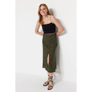 Trendyol Khaki Skirt with Viscose Fabric and Animal Print