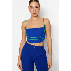 Trendyol Blue-Green Crop Weave Trim Bustier