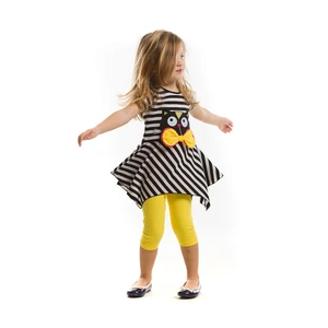 Denokids Striped Black Cat Tunic Set