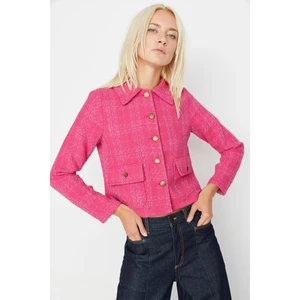 Trendyol Pink Fitted Pocket Detailed Woven Plaid Jacket