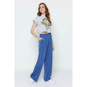 Trendyol Indigo Wide Leg/Wide Leg High Waist Flexible Knitted Pants