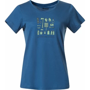 Bergans Graphic Wool Tee Women North Sea Blue/Jade Green/Navy Blue M Póló