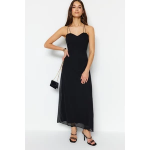 Trendyol Black Maxi Dress with Lining and Double Straps