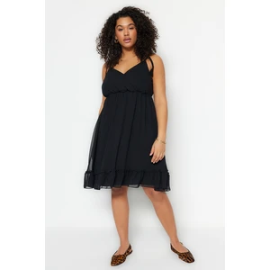 Trendyol Curve Black Chiffon Dress with Woven Straps