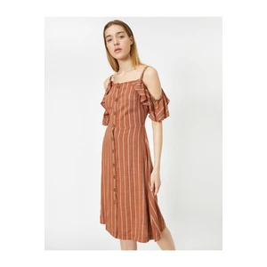 Koton Women's Brown Striped Dress