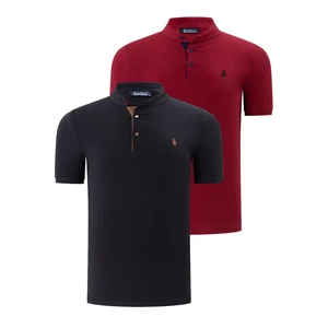 DUO SET T8560 DEWBERRY MEN'S T-SHIRT-BLACK-BURGUNDY