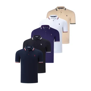 FIVE-SET T8594 DEWBERRY MENS T-SHIRT-BLACK-WHITE-NAVY-BLUE-PURPLE-BEIGE