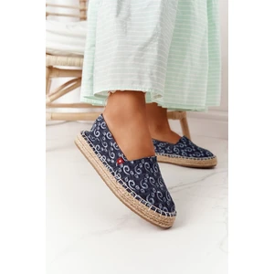 Espadryle na plecionej platformie Big Star AA274628 Granatowy