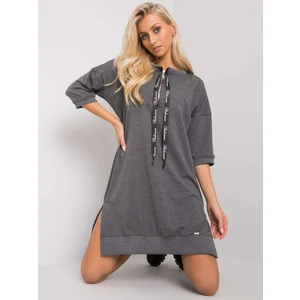 Dark gray cotton dress with a zipper