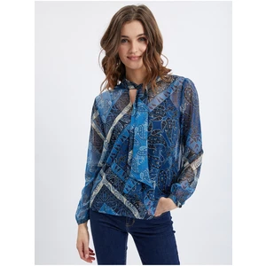 Orsay Dark Blue Ladies Patterned Blouse - Women