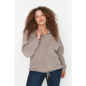 Trendyol Curve Stone Lace Detailed Knitted Fleece Sweatshirt.