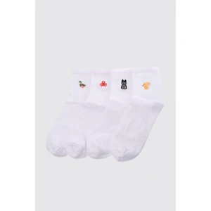 Trendyol White Men's 4-pack Half Quarter Socks