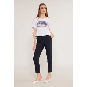 MONNARI Woman's Trousers Elegant Trousers With Straight Leg Navy Blue