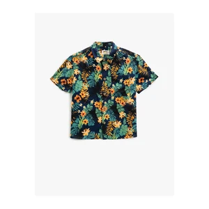 Koton Floral Short Sleeve Shirt with One Pocket Detailed