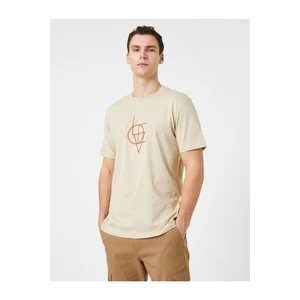 Koton Embroidered Geometric T-Shirt, Crew Neck Short Sleeved