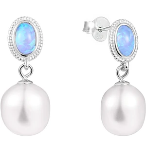 JwL Luxury Pearls Luxusní náušnice s pravou barokní perlou a opálem JL0583