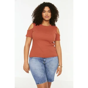 Trendyol Curve Cinnamon Cutout Detailed Knitted Blouse