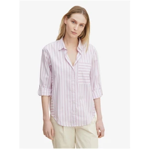 White-Light Purple Women's Striped Shirt Tom Tailor - Women