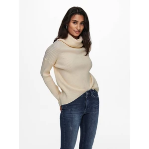 Cream Ribbed Turtleneck ONLY Katia - Women