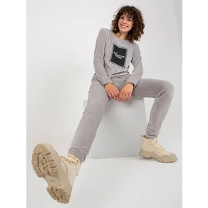 Light grey women's velour set with print