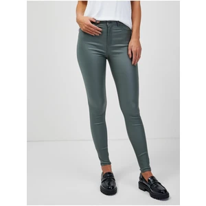 Zelené skinny fit koženkové kalhoty JDY New Thunder - Dámské