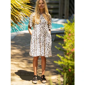 White Women's Short Dress with Animal Pattern Brakeburn - Women