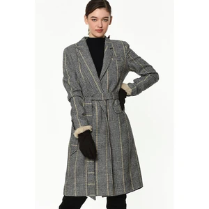 Z6629 DEWBERRY WOMEN's COAT-SARI-BLACK