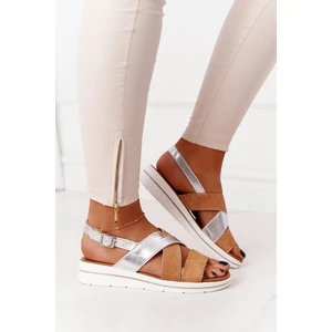 Suede Sandals Sergio Leone SK039 Beige-Silver