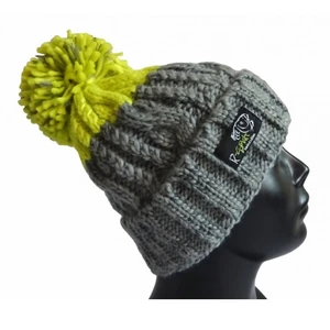 R-spekt kulich maxi pompom beanie šedý citron