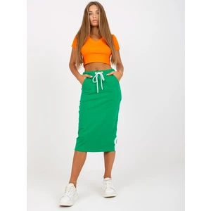 Basic green sweatshirt midi skirt with binding RUE PARIS